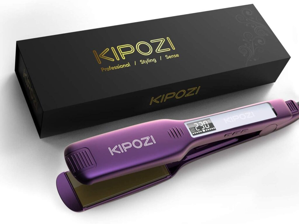 KIPOZI Professional Hair Straighteners 1.75 Inch Wide Plate Titanium Flat Iron