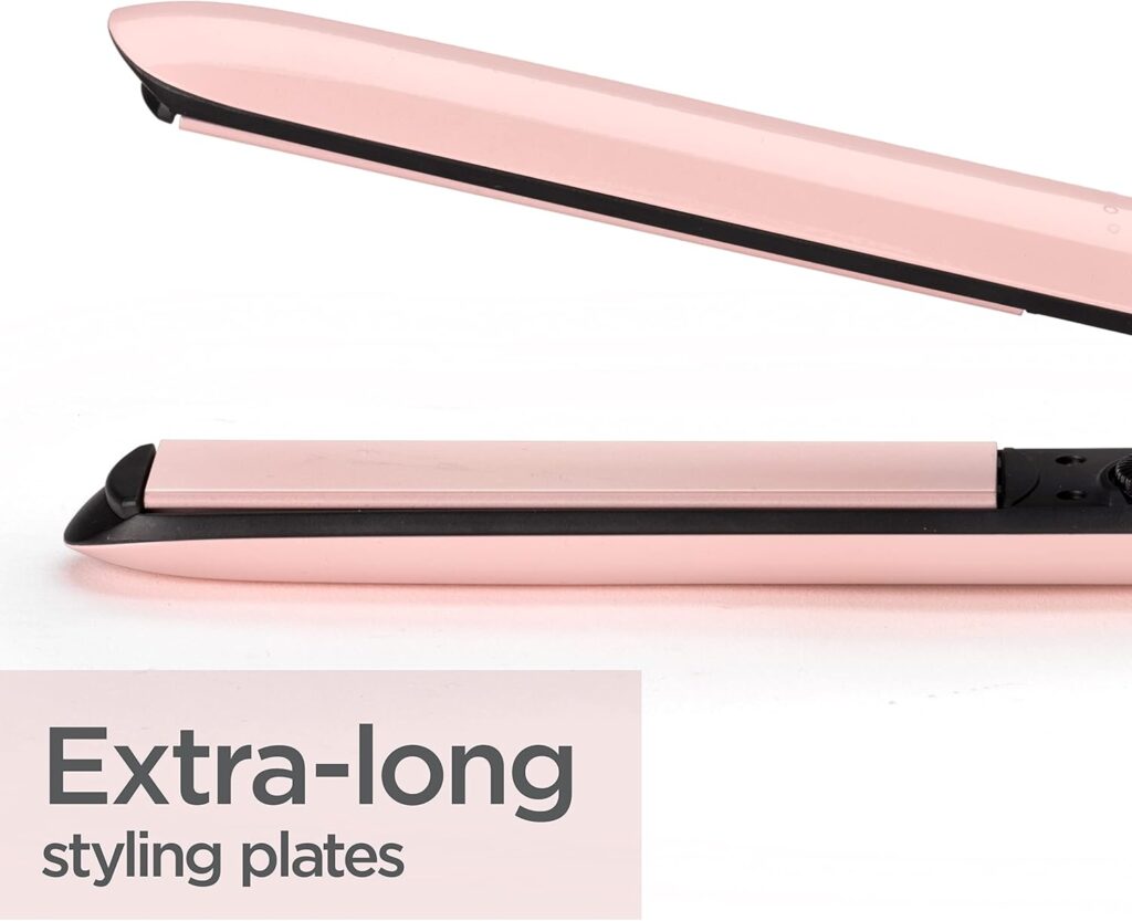 BaByliss Rose Blush 235C Hair Straighteners, Extra-long ceramic plates, variable heat up to 235C, pink