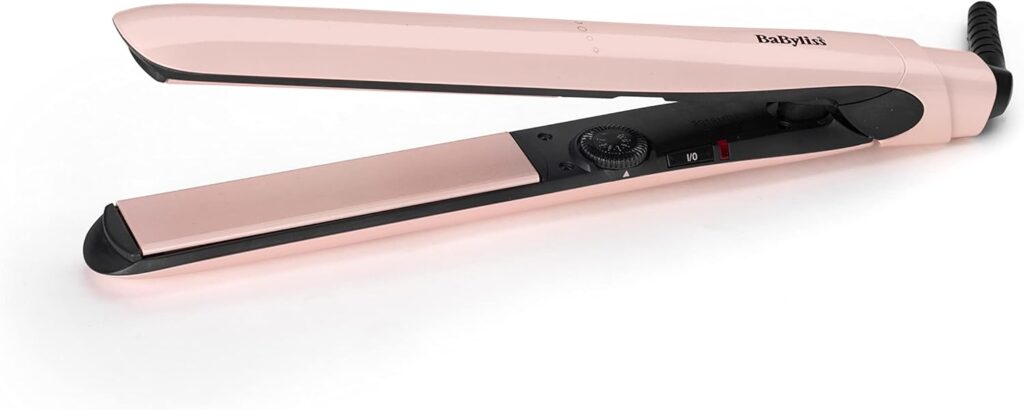 BaByliss Rose Blush 235C Hair Straighteners, Extra-long ceramic plates, variable heat up to 235C, pink