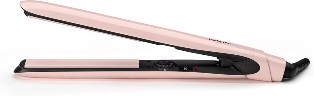 BaByliss Rose Blush 235C Hair Straighteners, Extra-long ceramic plates, variable heat up to 235C, pink