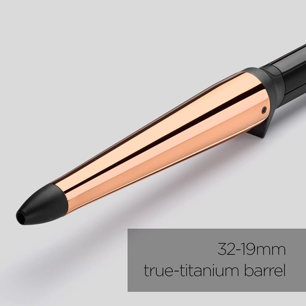 BaByliss Titanium Brilliance Waves wand, Lasting Effortless Waves, 28mm True-Titanium barrel, fast heat up, up to 210C , Black